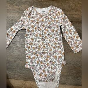 Carter's Floral Print Long Sleeve Bodysuit - Pink and Orange